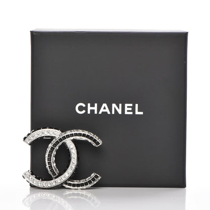 Chanel Baguette Crystal CC Brooch Silver Black 4 of 4