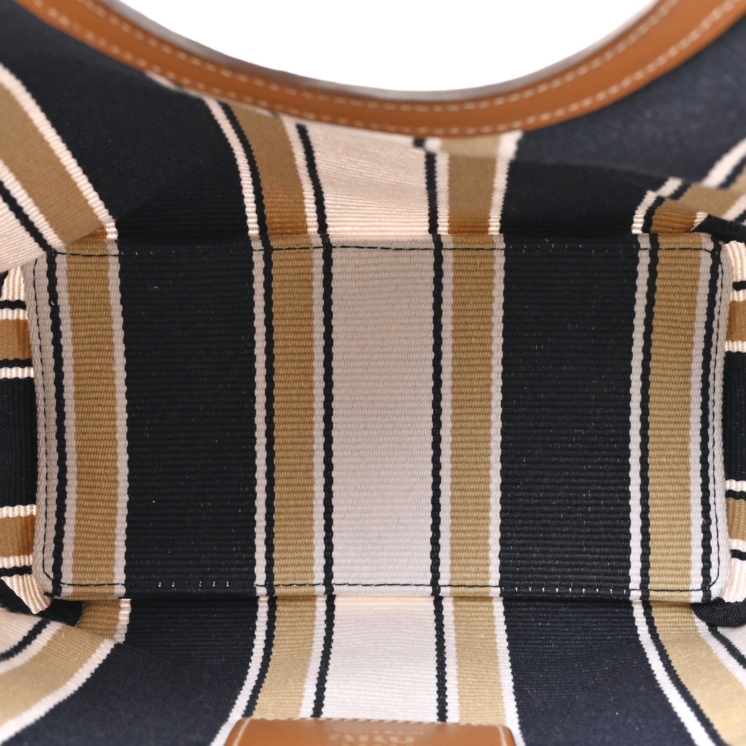 Miu Miu Cannete Canvas Striped Small Ivy Tote Blue Sabbia 5 of 10