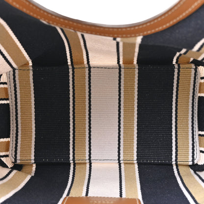 Miu Miu Cannete Canvas Striped Small Ivy Tote Blue Sabbia 5 of 10