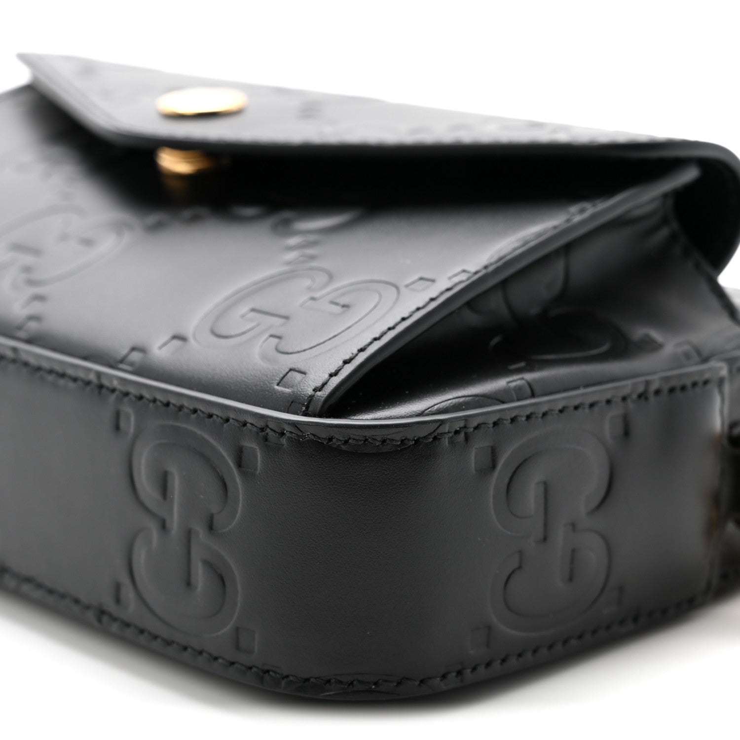 Gucci Calfskin GG Super Mini Debossed Chain Wallet Black 9 of 9