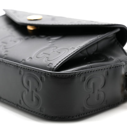 Gucci Calfskin GG Super Mini Debossed Chain Wallet Black 9 of 9