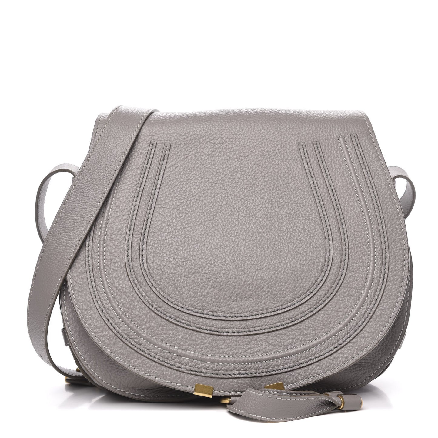 Calfskin Medium Marcie Round Crossbody Bag Cashmere Grey