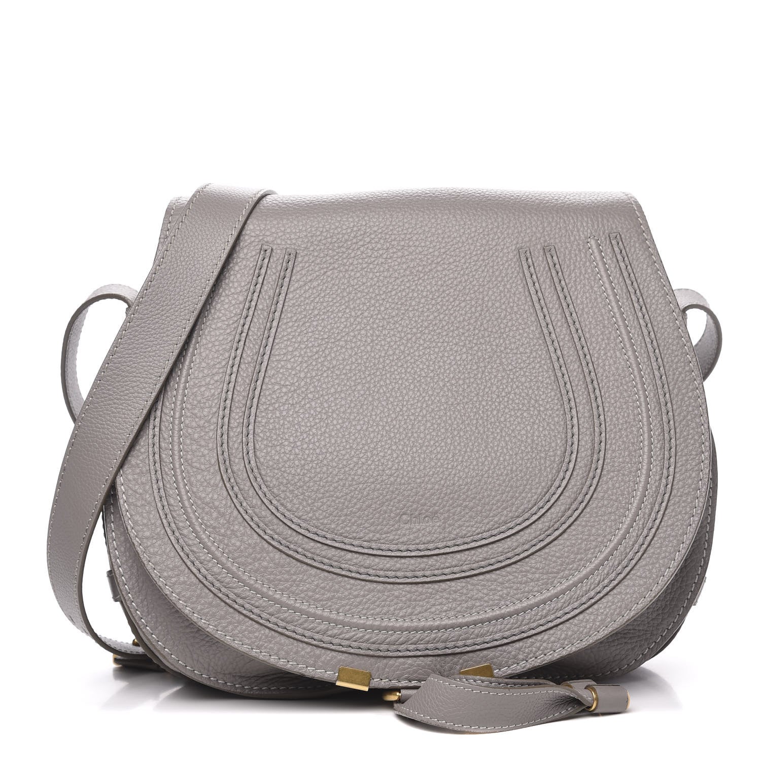 Chloe Calfskin Medium Marcie Round Crossbody Bag Cashmere Grey 2 of 13