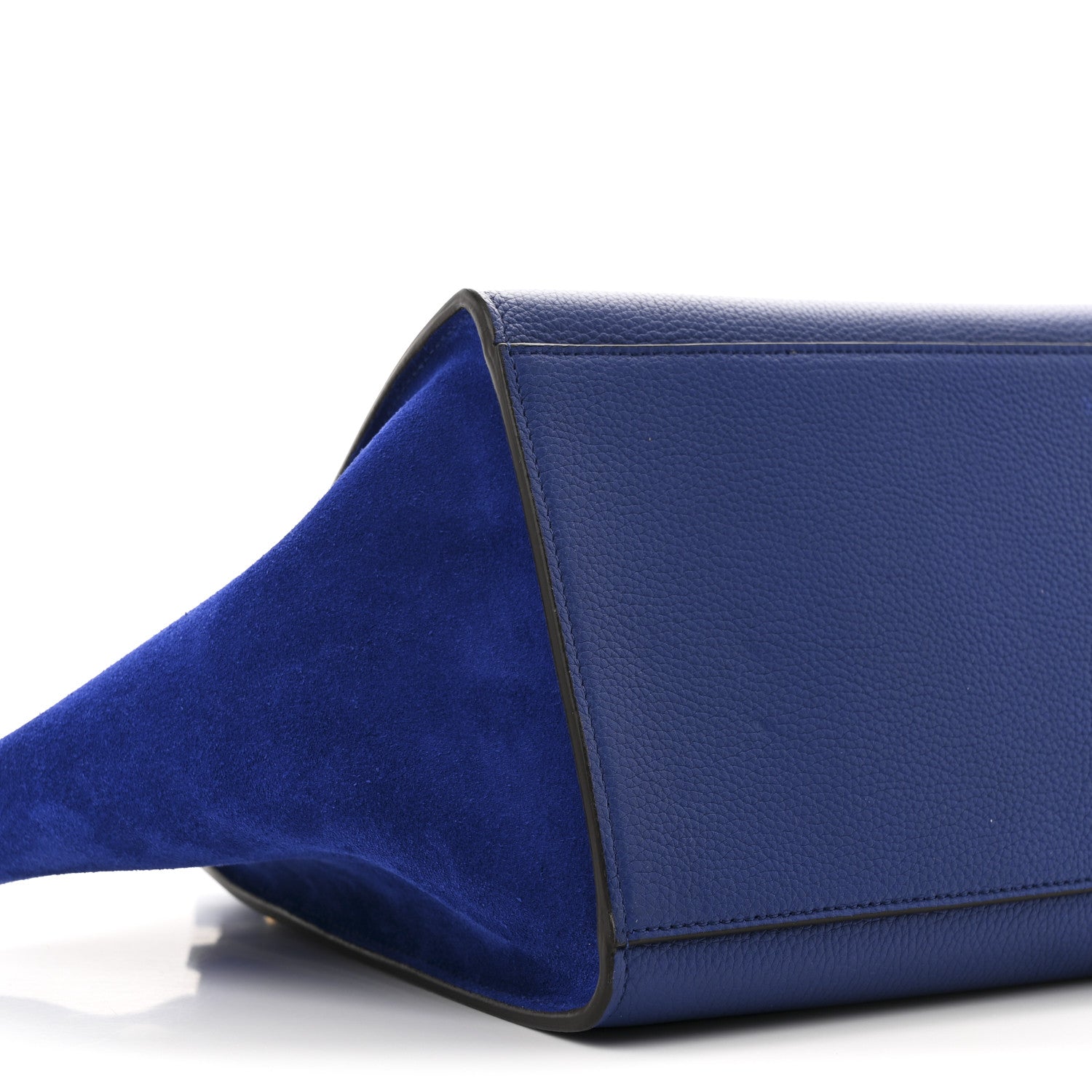 Celine Drummed Calfskin Suede Small Trapeze Indigo 8 of 9