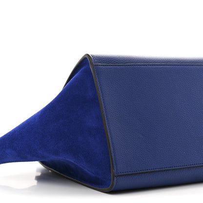 Celine Drummed Calfskin Suede Small Trapeze Indigo 8 of 9