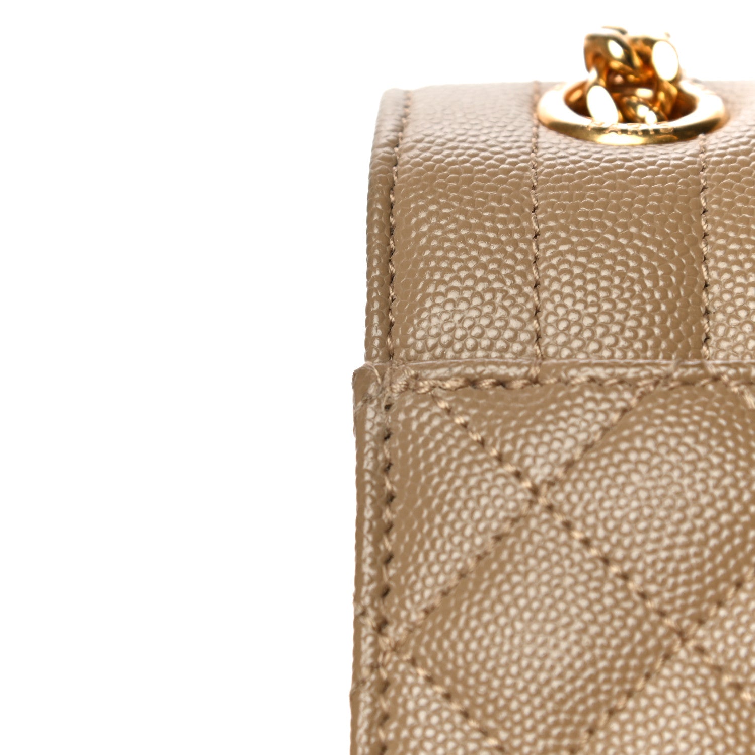 Saint Laurent Grain De Poudre Textured Mixed Matelasse Medium Triquilt Monogram Satchel Dark Beige 16 of 20