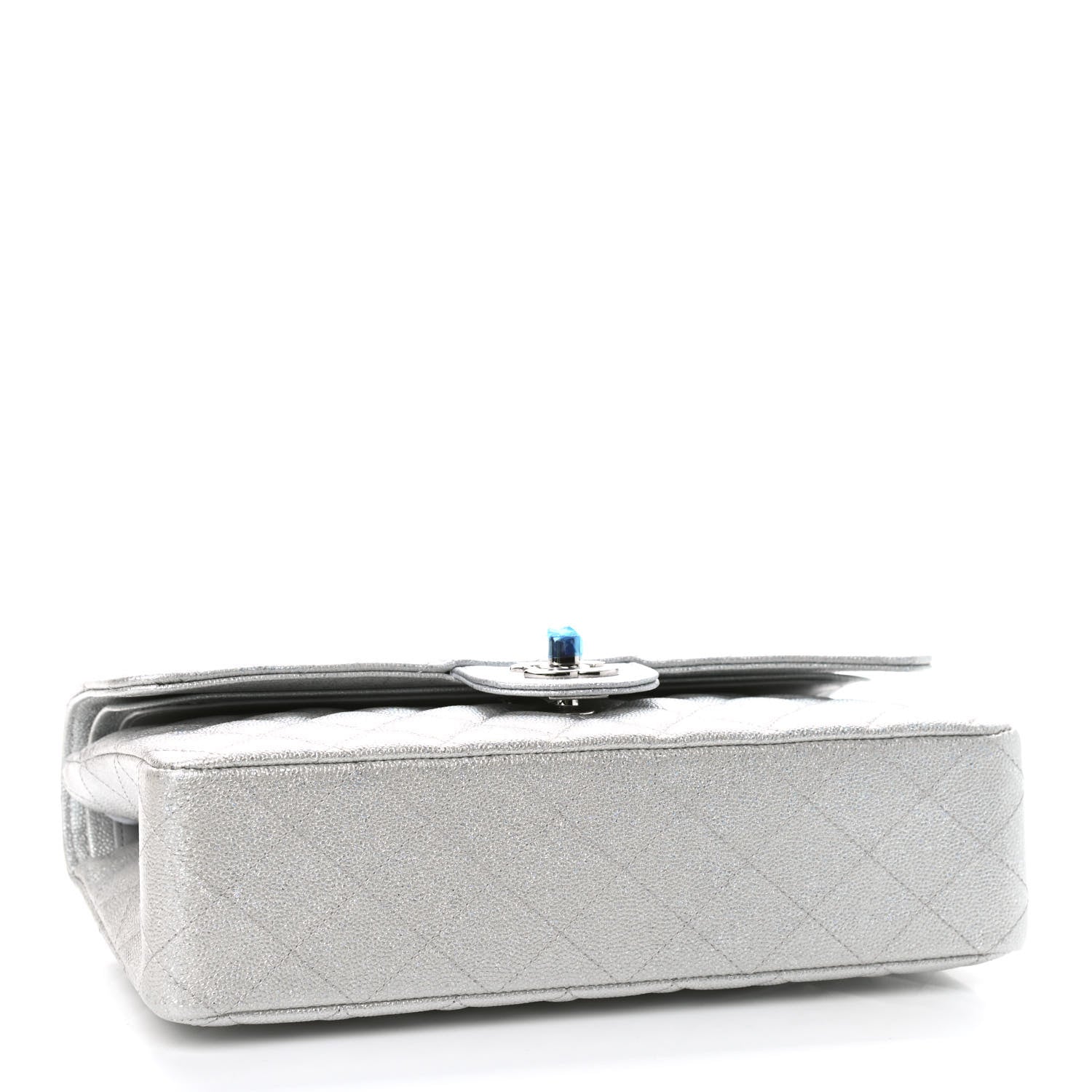 Chanel Glittered Metallic Caviar Quilted Medium Double Flap Silver 4 of 9