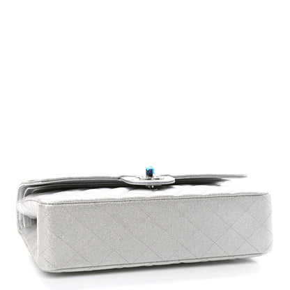Chanel Glittered Metallic Caviar Quilted Medium Double Flap Silver 4 of 9