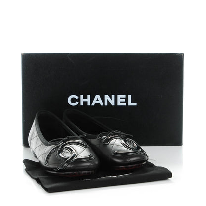 Chanel Lambskin Quilted Cambon Ballerina Flats 37.5 Black 9 of 9