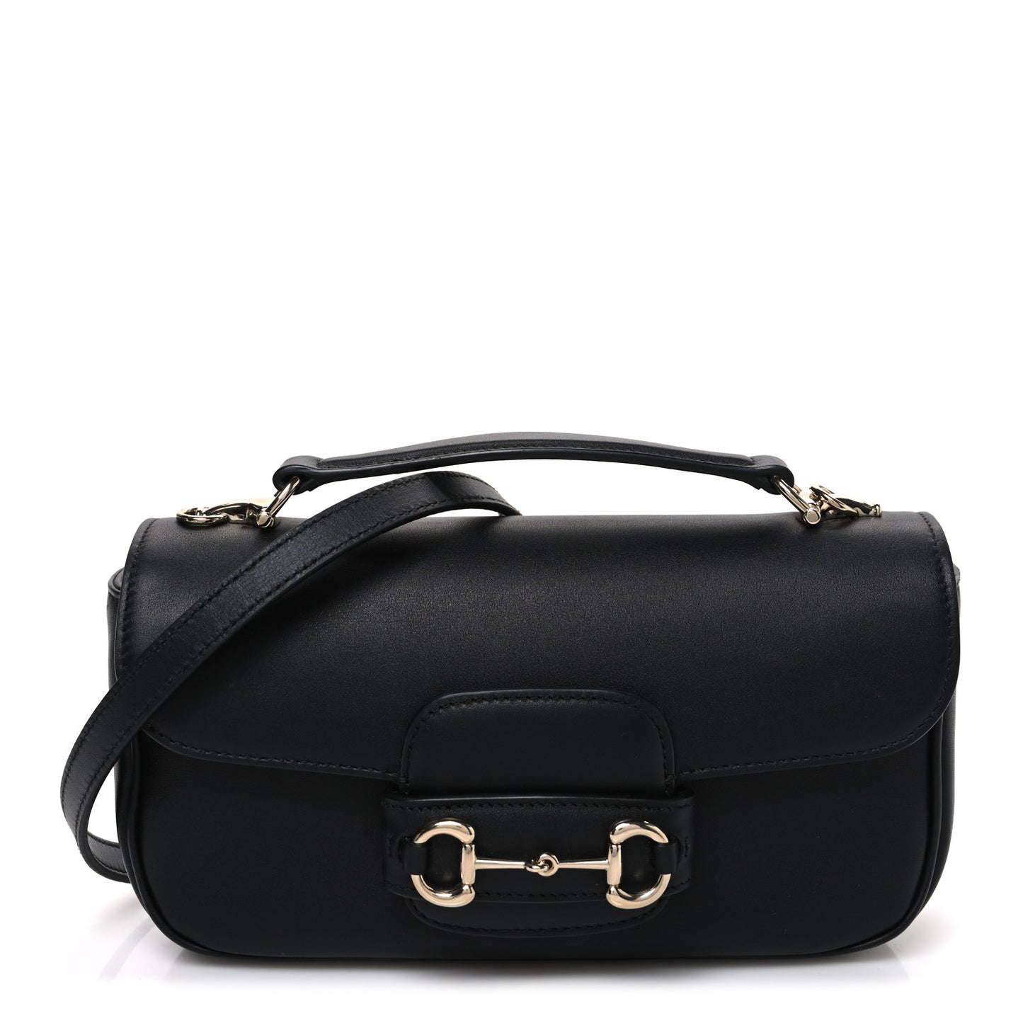 Calfskin Horsebit 1955 Small Soft Top Handle Shoulder Bag Black