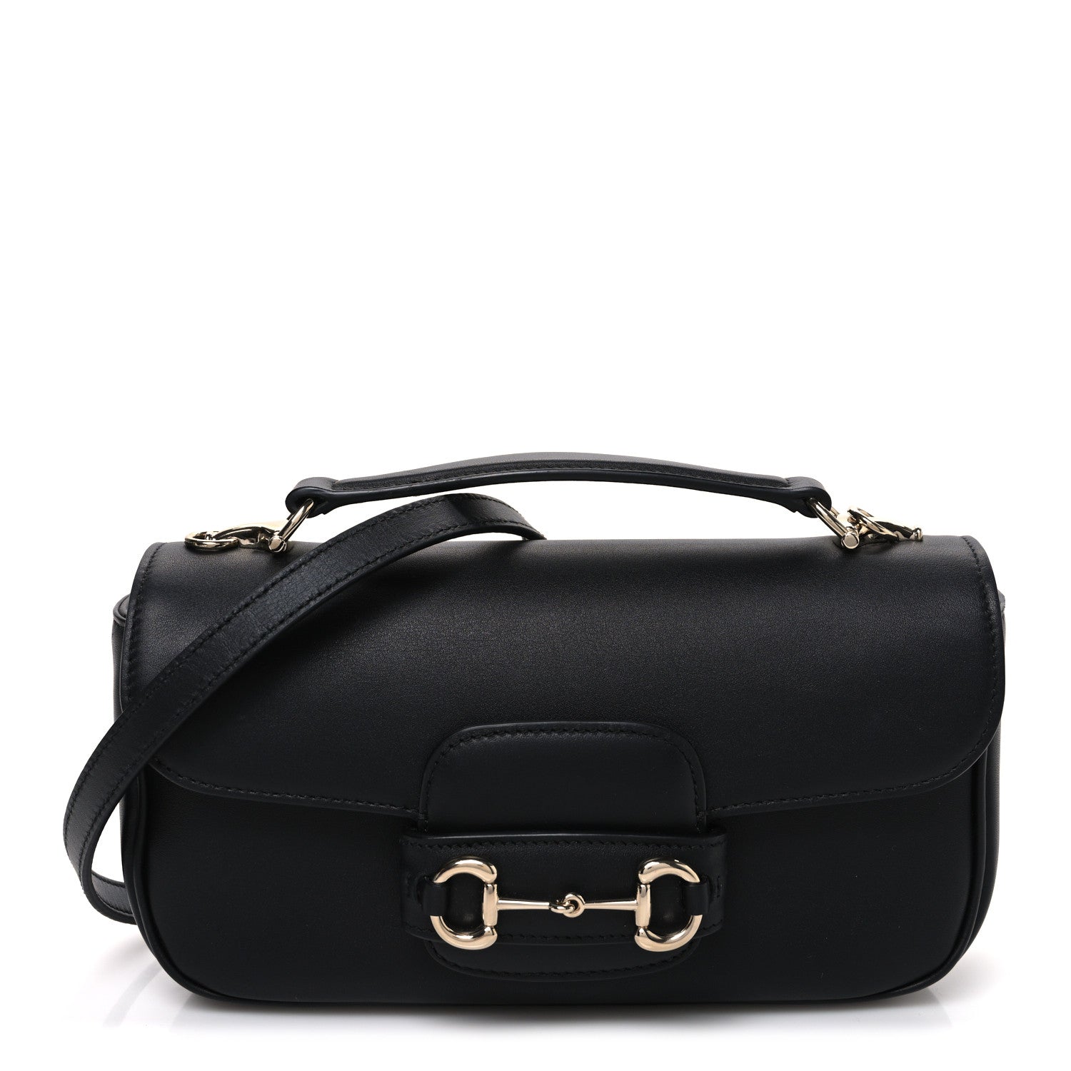 Gucci Calfskin Horsebit 1955 Small Soft Top Handle Shoulder Bag Black 1 of 10