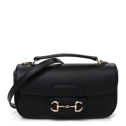 Gucci Calfskin Horsebit 1955 Small Soft Top Handle Shoulder Bag Black 1 of 10