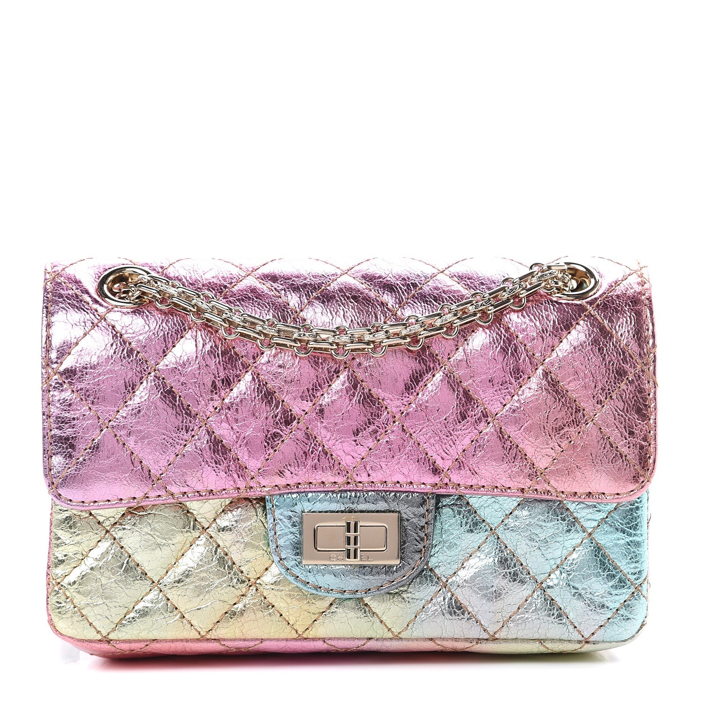 Metallic Goatskin Quilted Mini 2.55 Reissue Flap Multicolor