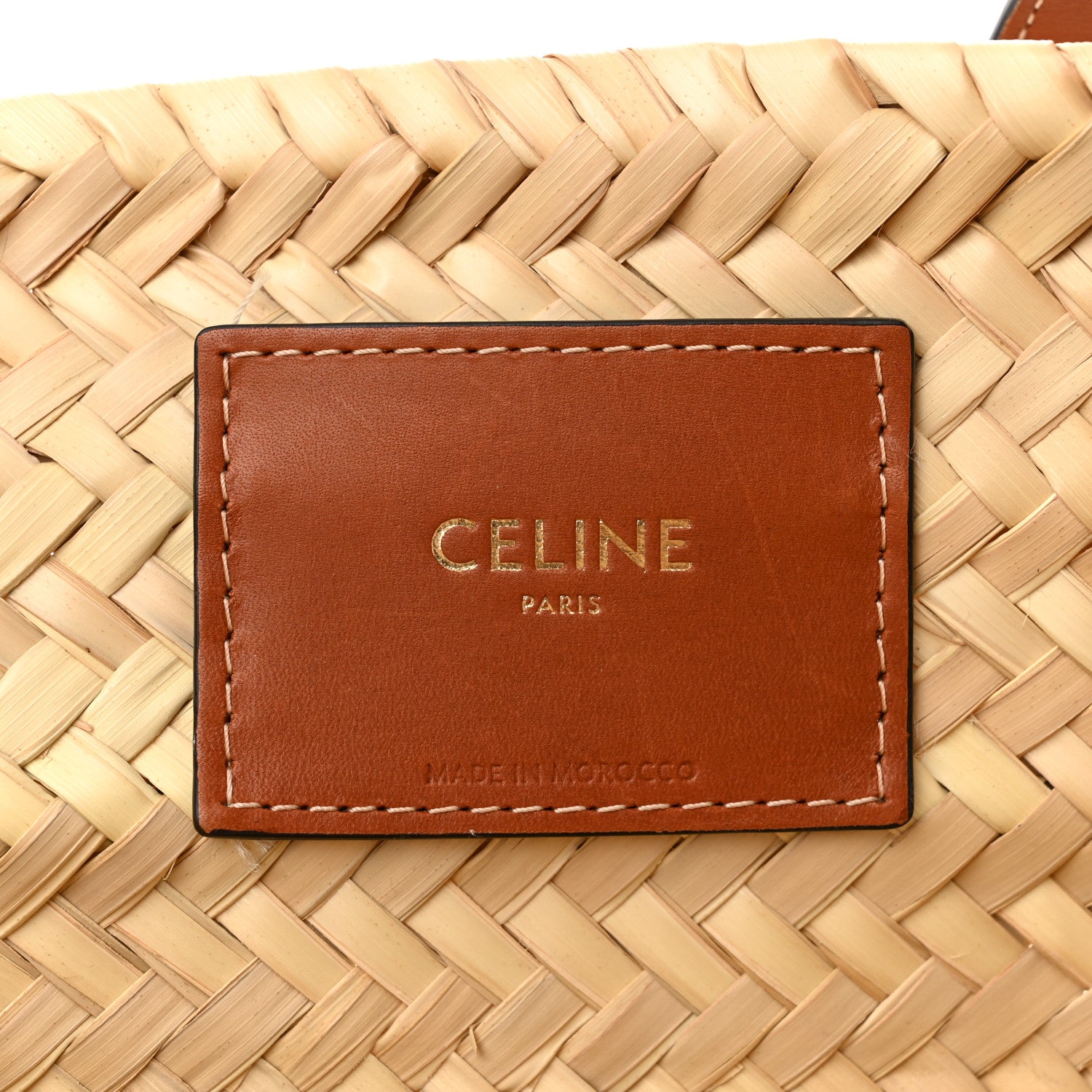 Celine Raffia Calfskin Triomphe Medium Panier Tan 6 of 10