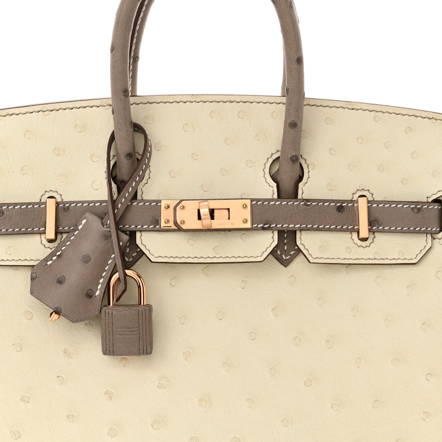 Hermes Ostrich Horseshoe Birkin 25 Beton Gris Tourterelle 7 of 10