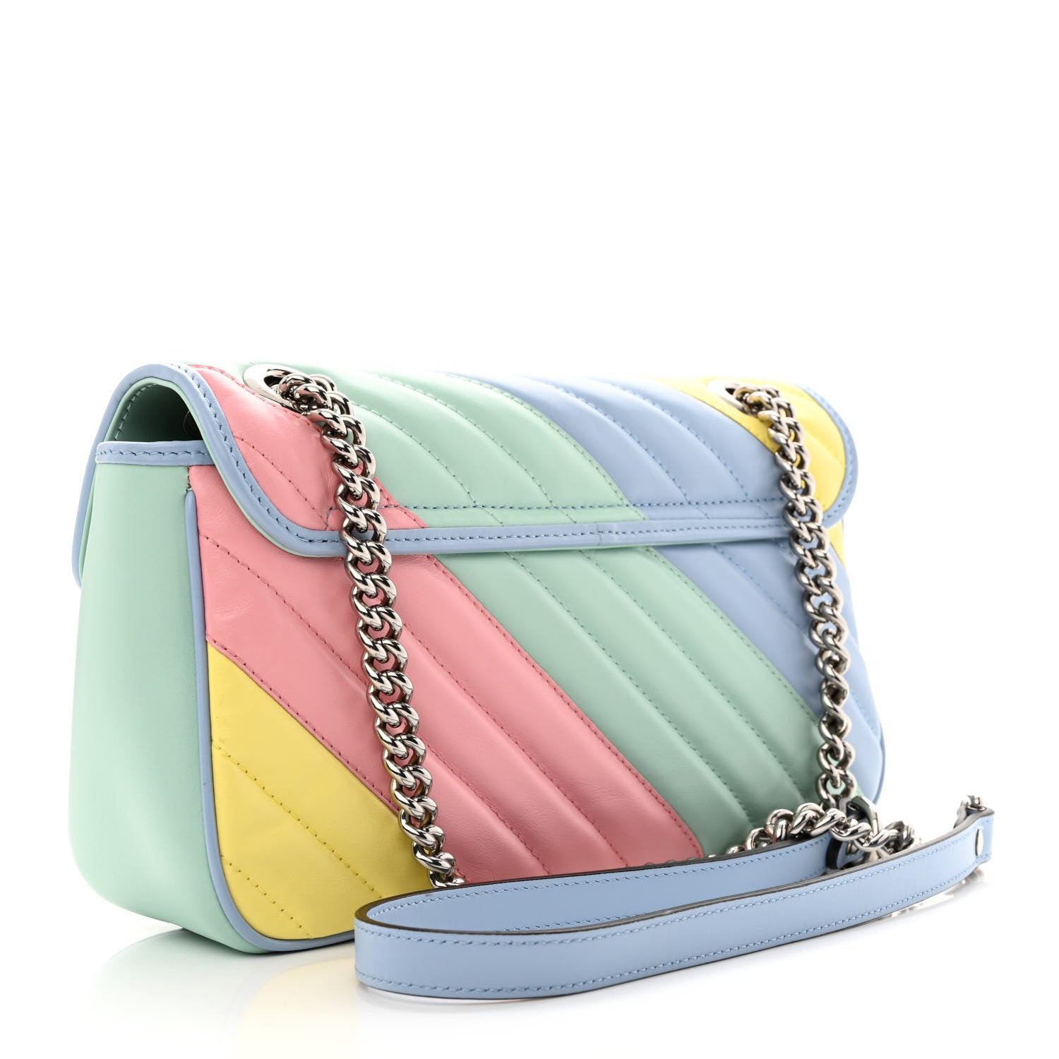 Gucci Calfskin Matelasse Diagonal Small GG Marmont Shoulder Bag Multicolor Pastel 3 of 12