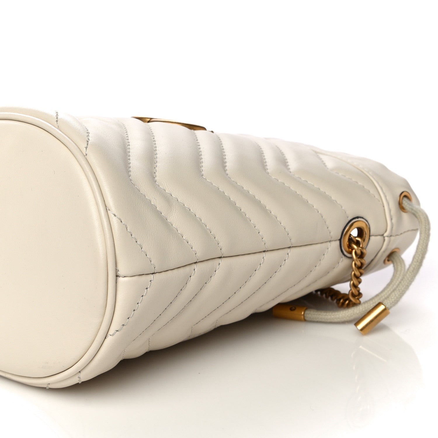 Gucci Calfskin Matelasse Mini GG Marmont 2.0 Bucket Bag White 9 of 9