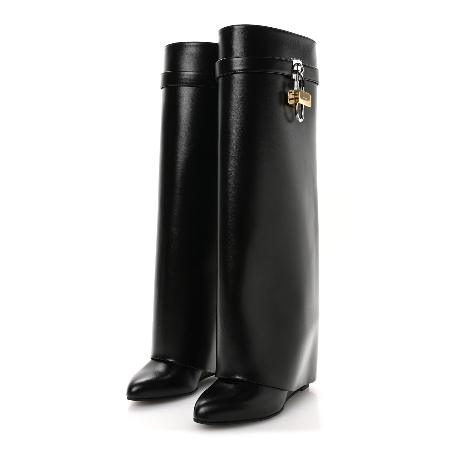 Calfskin Shark Lock Pant Boots 38 Black