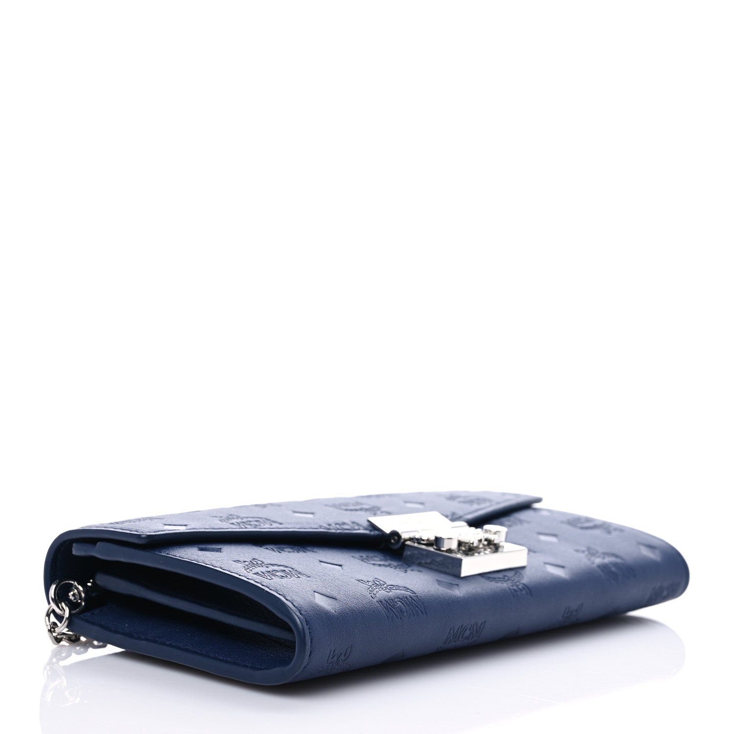 MCM Calfskin Ottomar Large Patricia Wallet On Chain Navy Blue 3 of 5