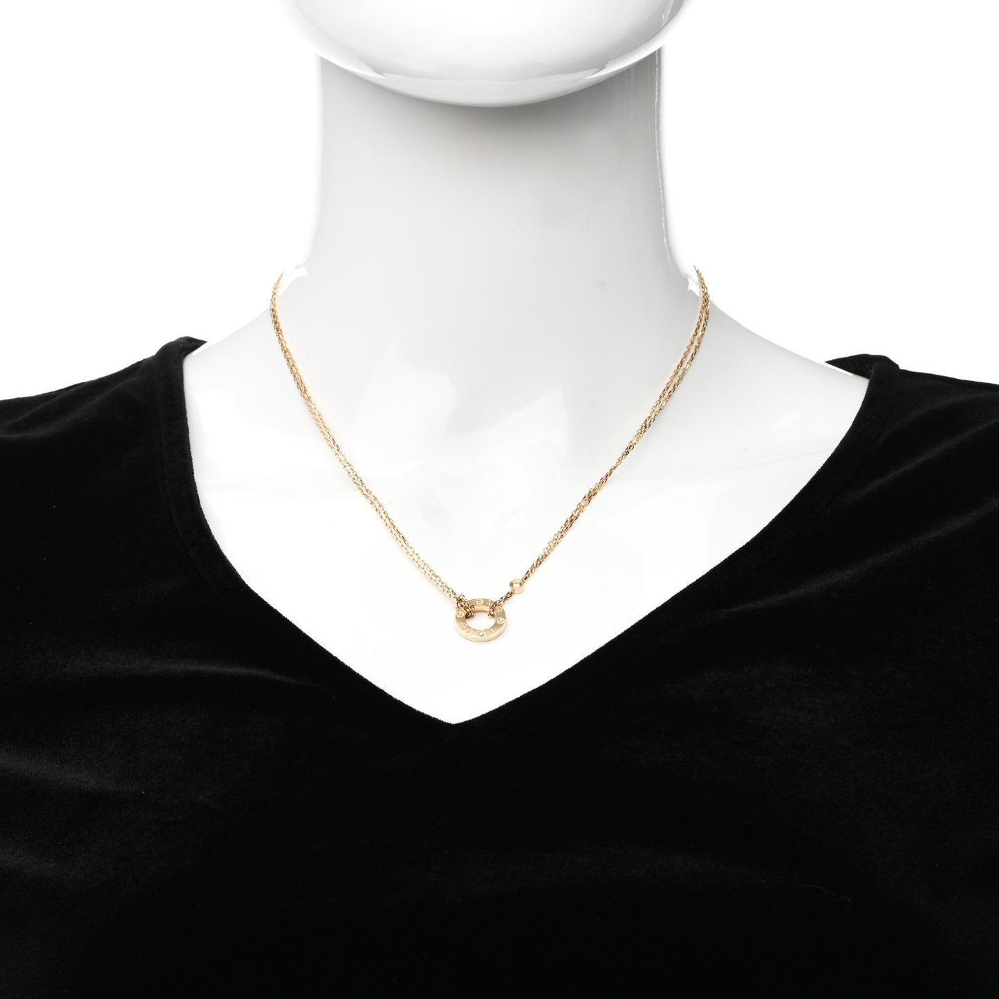 18K Yellow Gold 2 Diamond LOVE Necklace