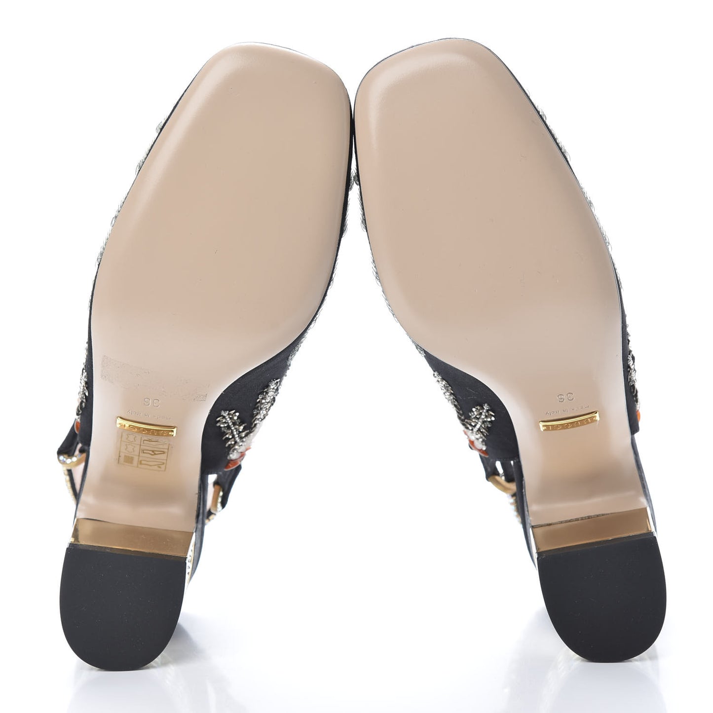 Moire Fabric Eyes Crystal Square G Madelyn Slingbacks 36 Black