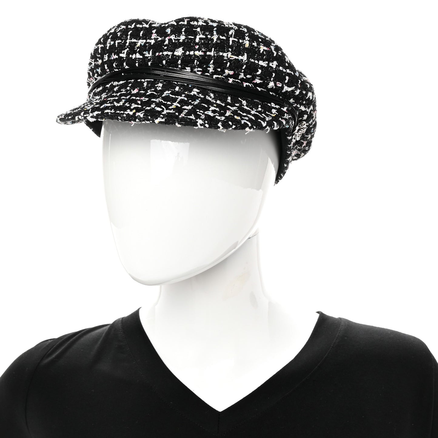 Metallic Tweed Lambskin CC Cap Black White