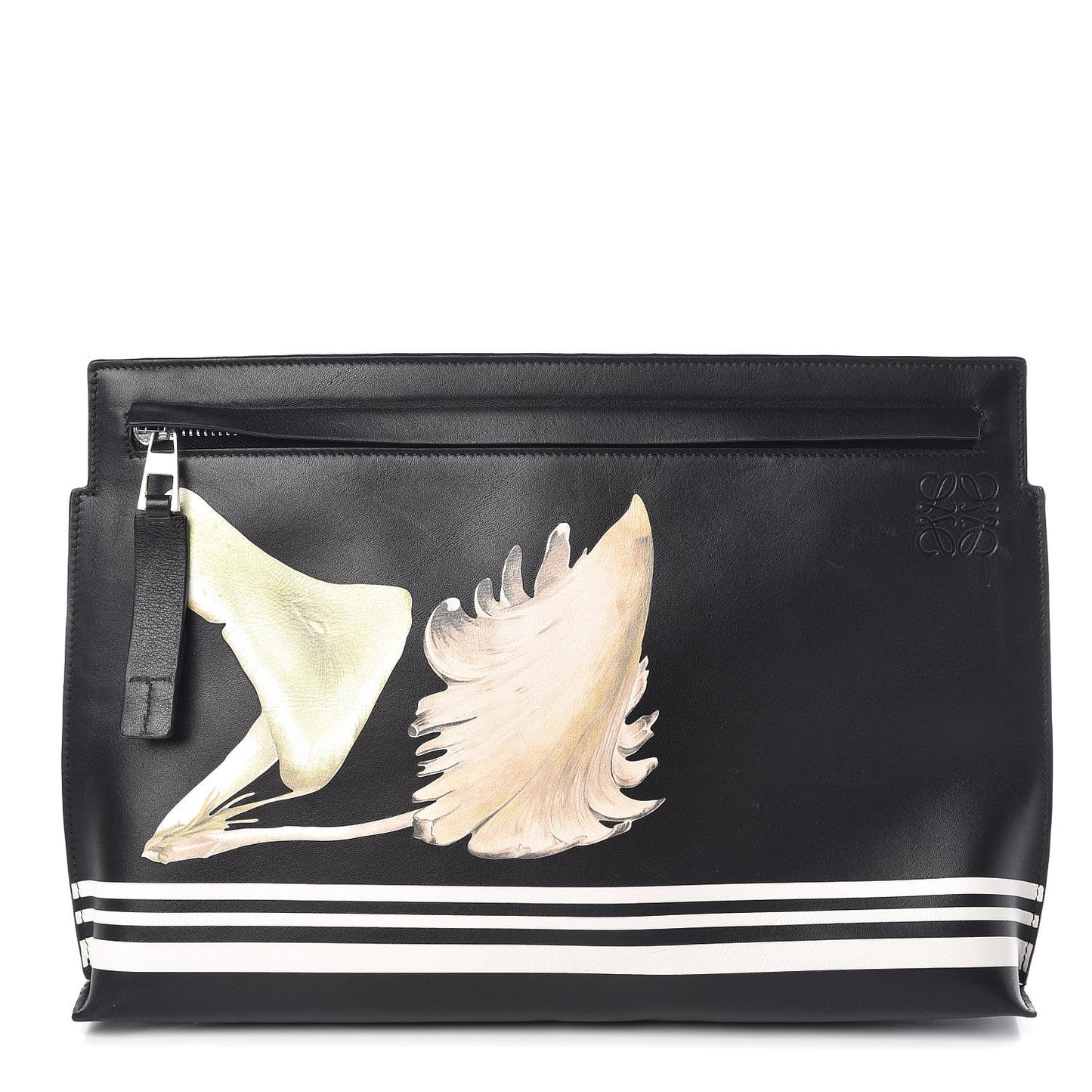 Calfskin Mushroom T Pouch Bag Black