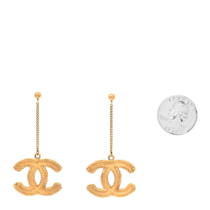 Chanel CC Drop Earrings Matte Gold 2 of 5