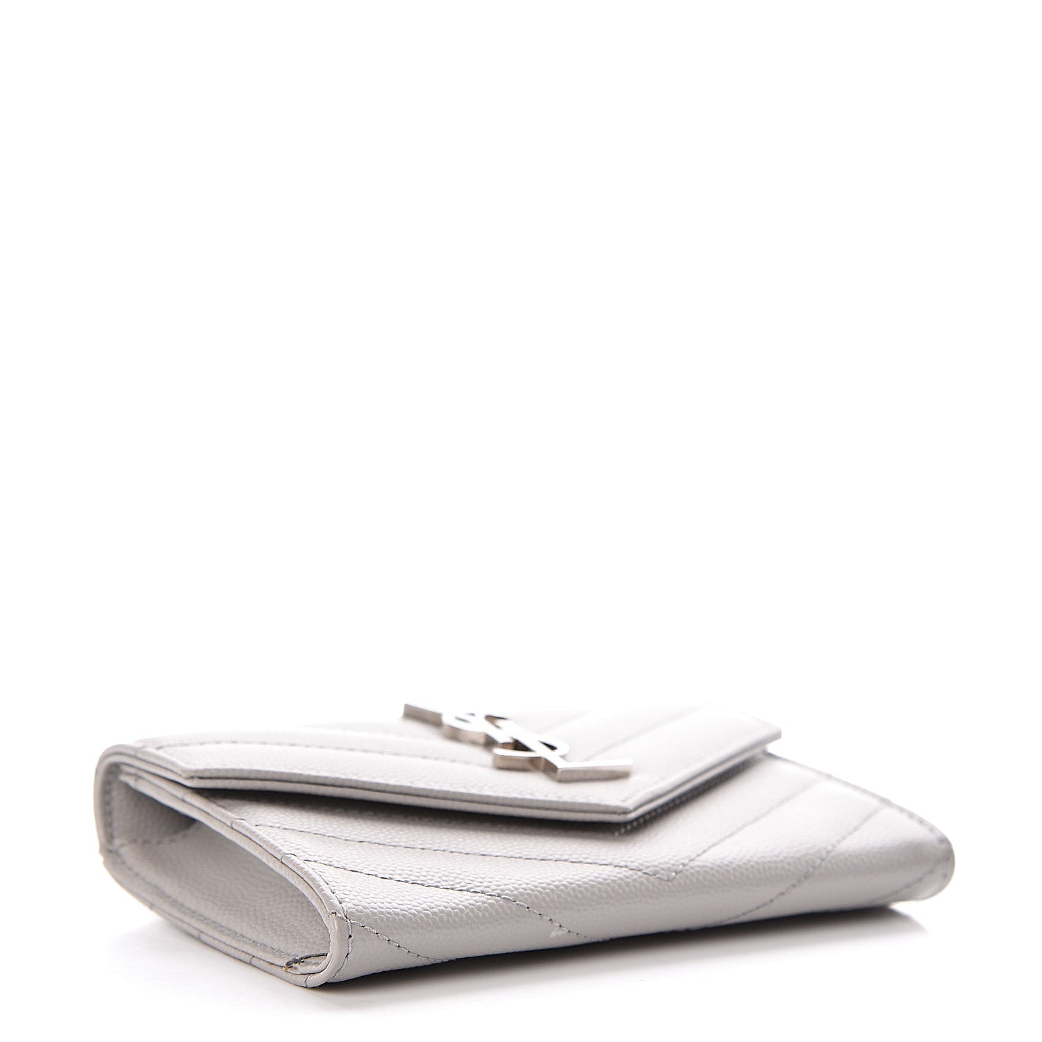 Saint Laurent Grain De Poudre Matelasse Chevron Small Monogram Envelope Wallet Souris 4 of 7