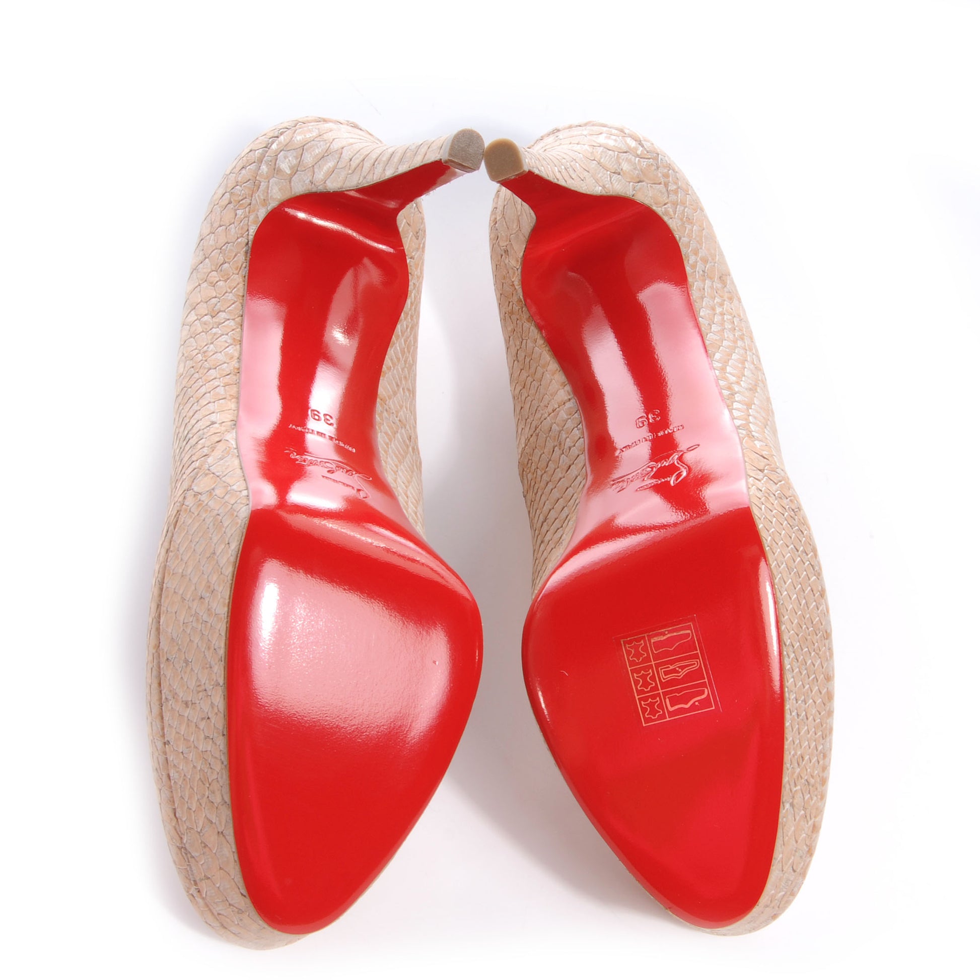 Christian Louboutin Cork Snake Print Bianca 120 Pumps 38 Beige 5 of 6