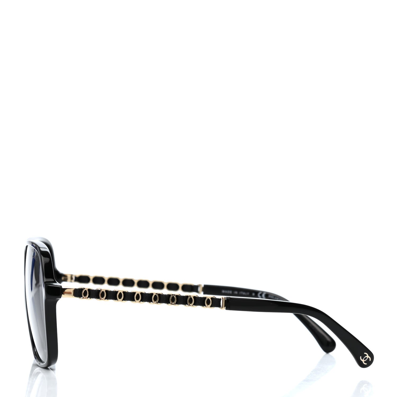 Chanel Metal Calfskin CC Chain Pilot Sunglasses 5439-Q Black 3 of 4