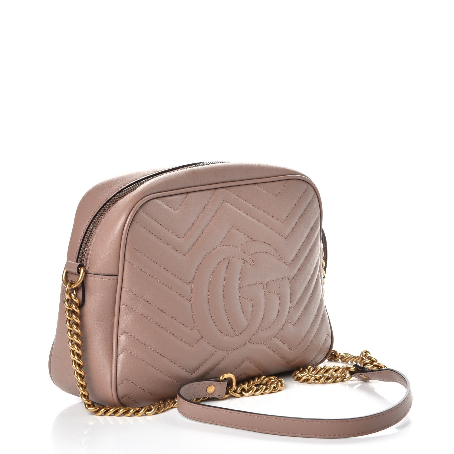 Gucci Calfskin Matelasse Medium GG Marmont Chain Shoulder Bag Porcelain Rose 3 of 9