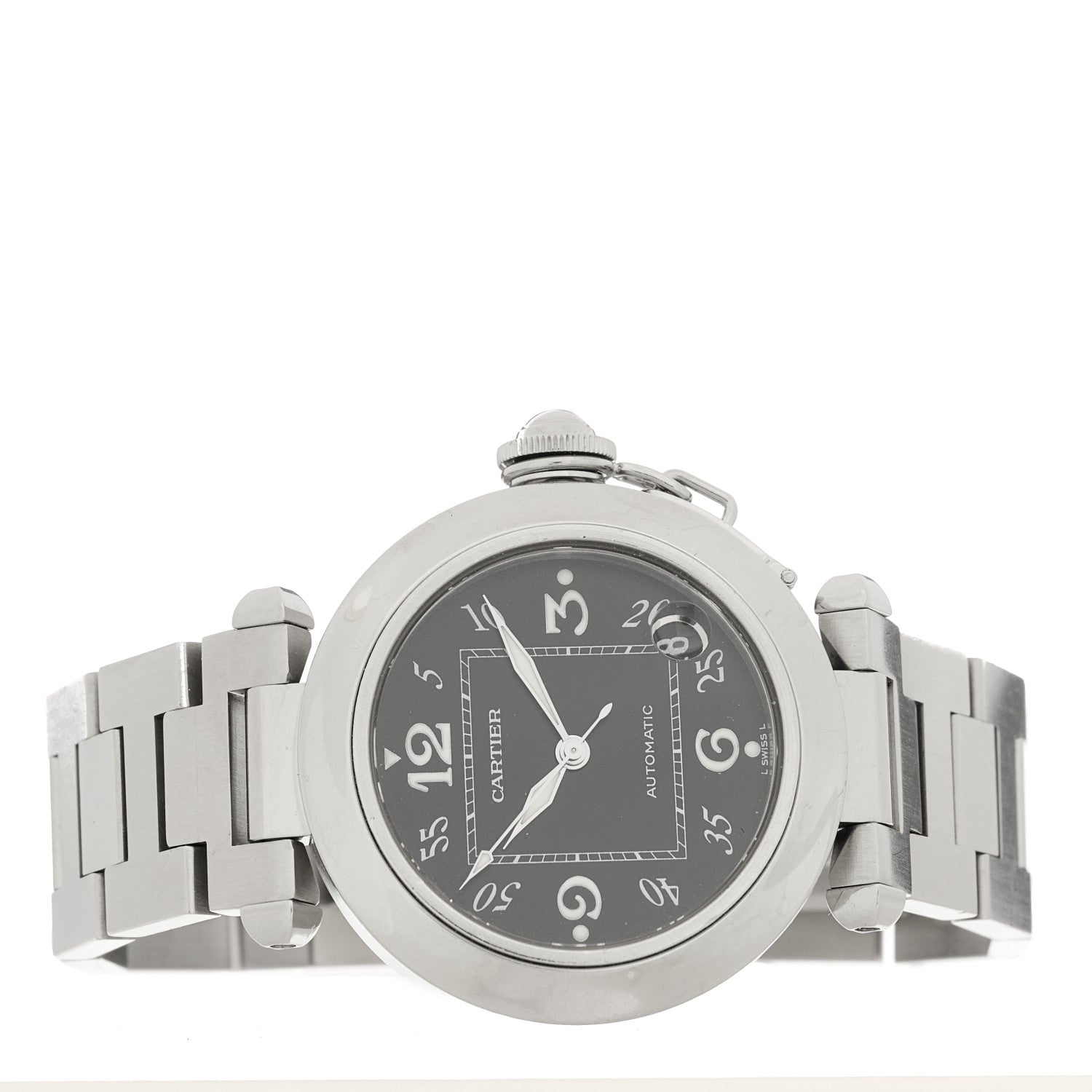Cartier Stainless Steel 35mm Pasha C Automatic Watch Black 2 of 4