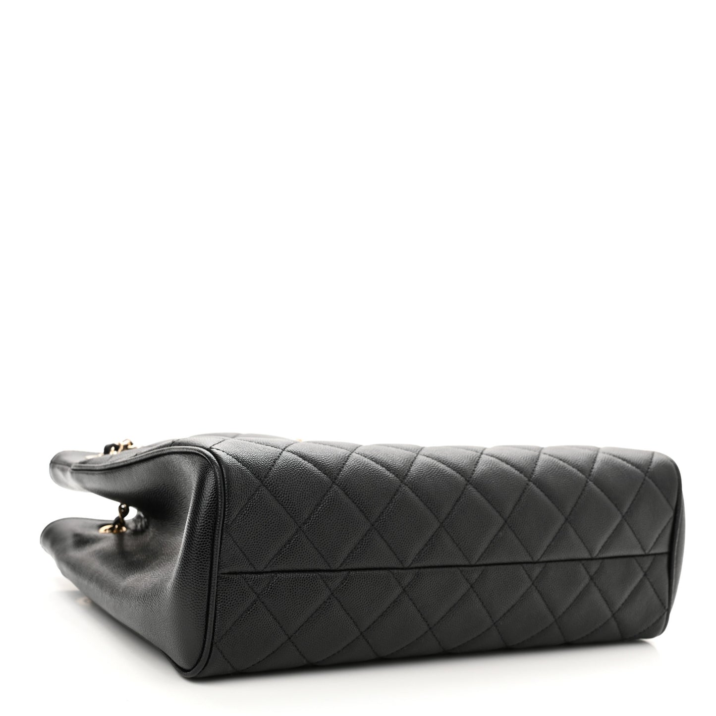 Caviar Quilted In Out Flap Shopping Tote Black