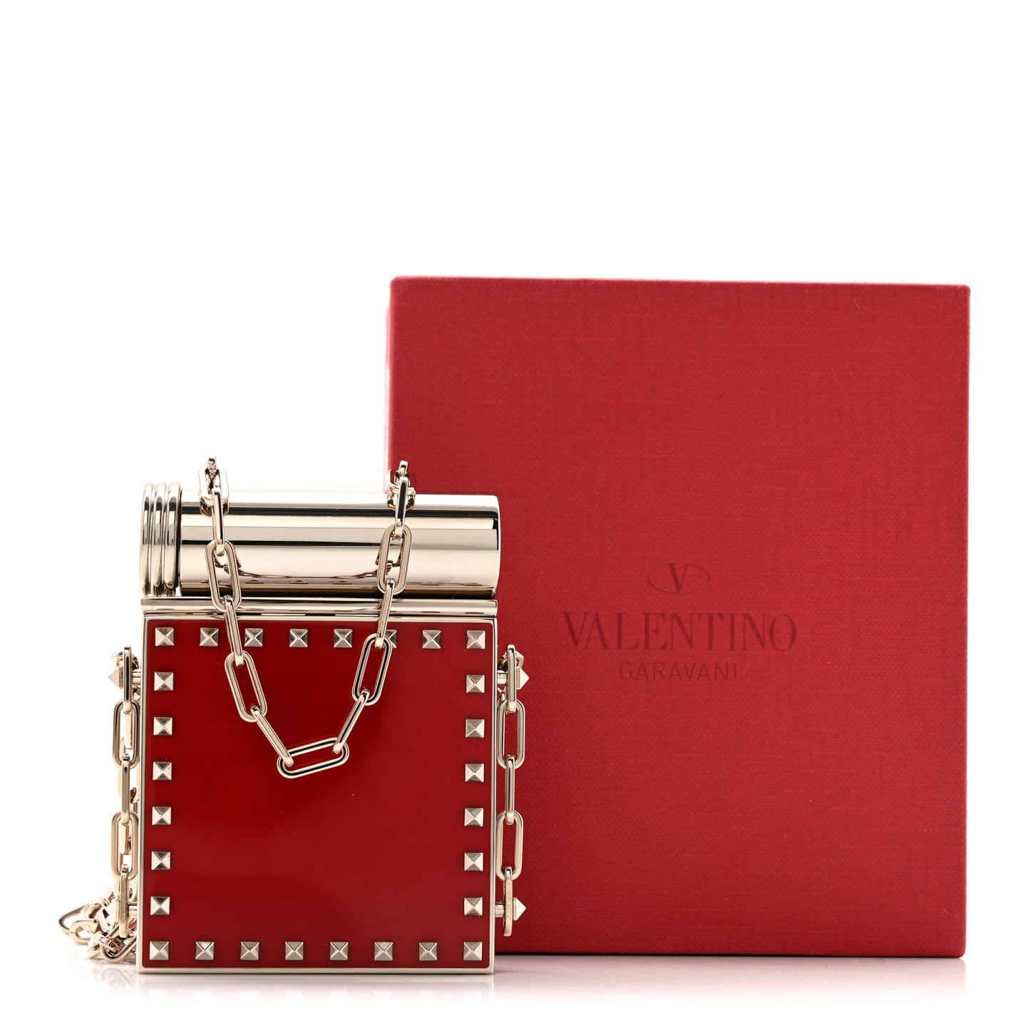 Rockstud Lipstick Holder Minaudiere Red