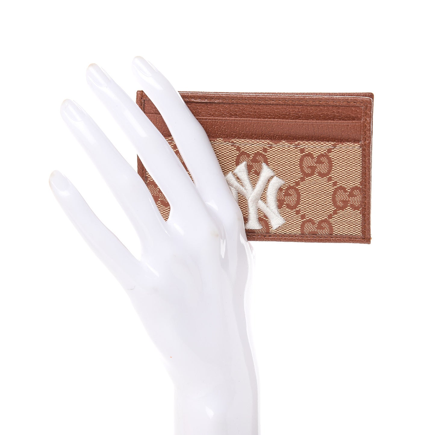 X MLB GG Monogram NY Yankees Card Holder Beige Ruggine Ivory