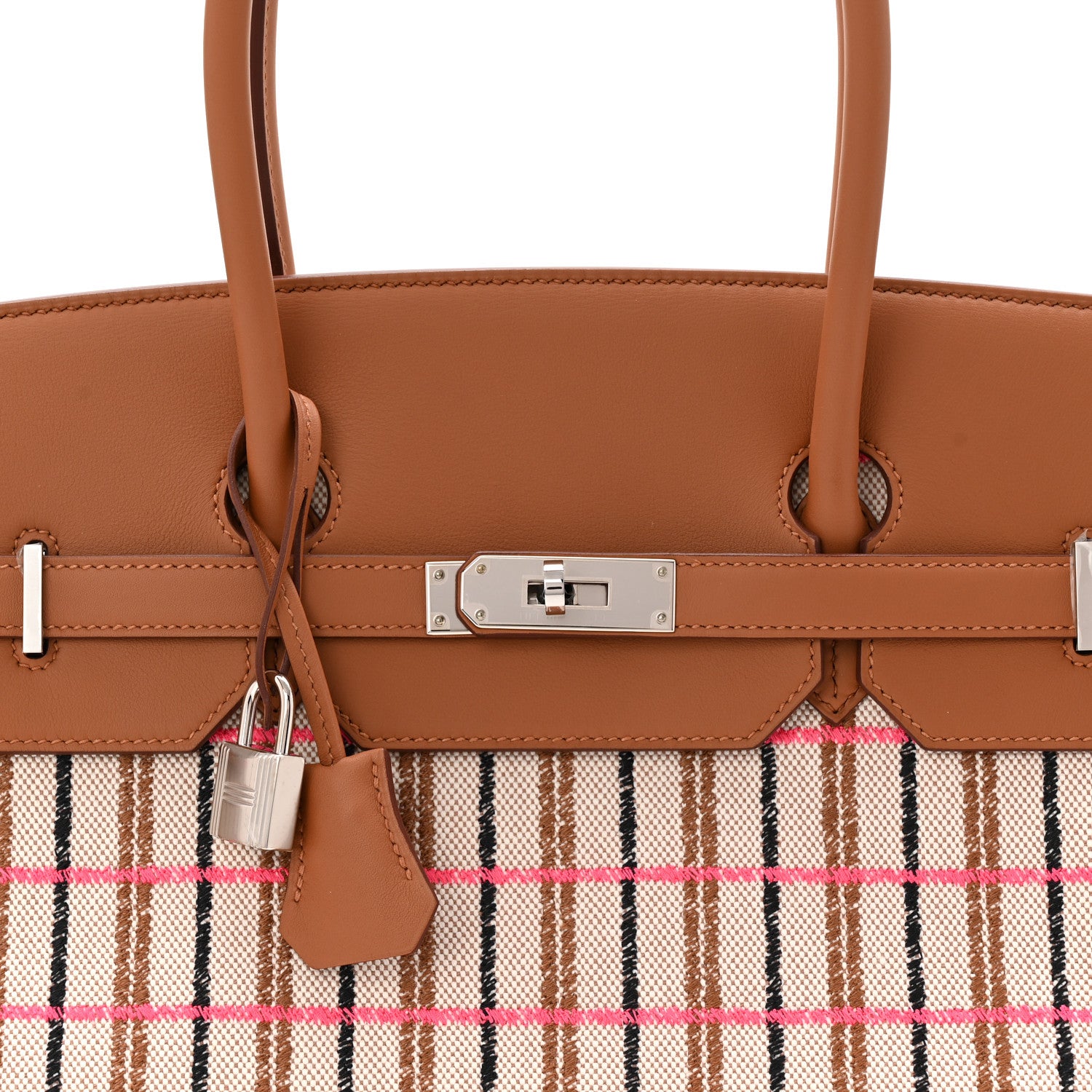 Hermes Toile Swift Broderie Shoulder Birkin Light 39 Gold Fauve