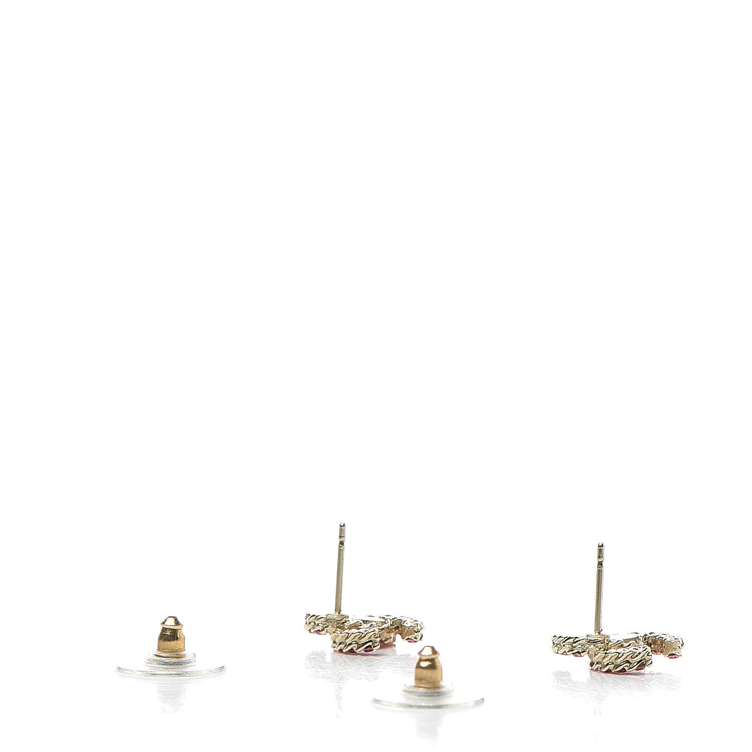Chanel Crystal Mini CC Earrings Pink Gold 3 of 4