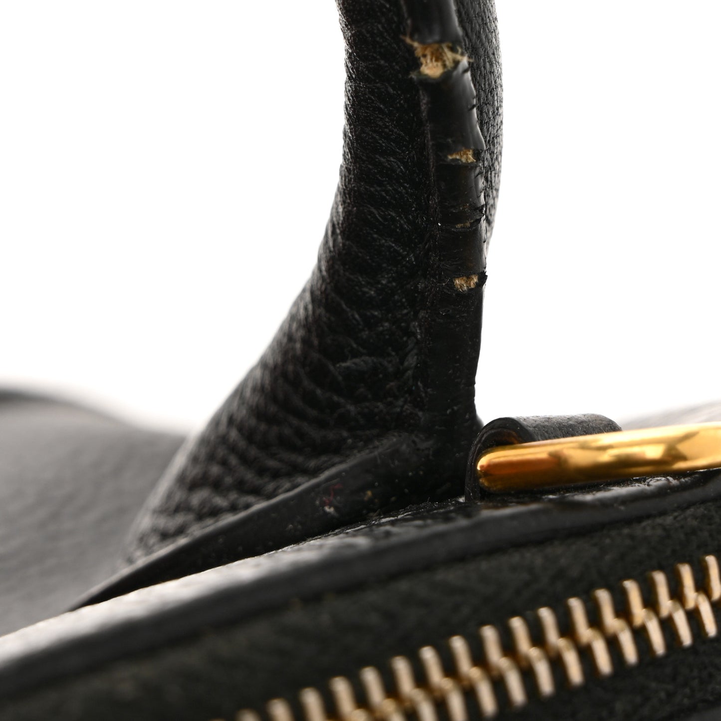 Signature Grained Calfskin Logo XXS Ville Top Handle Bag Black