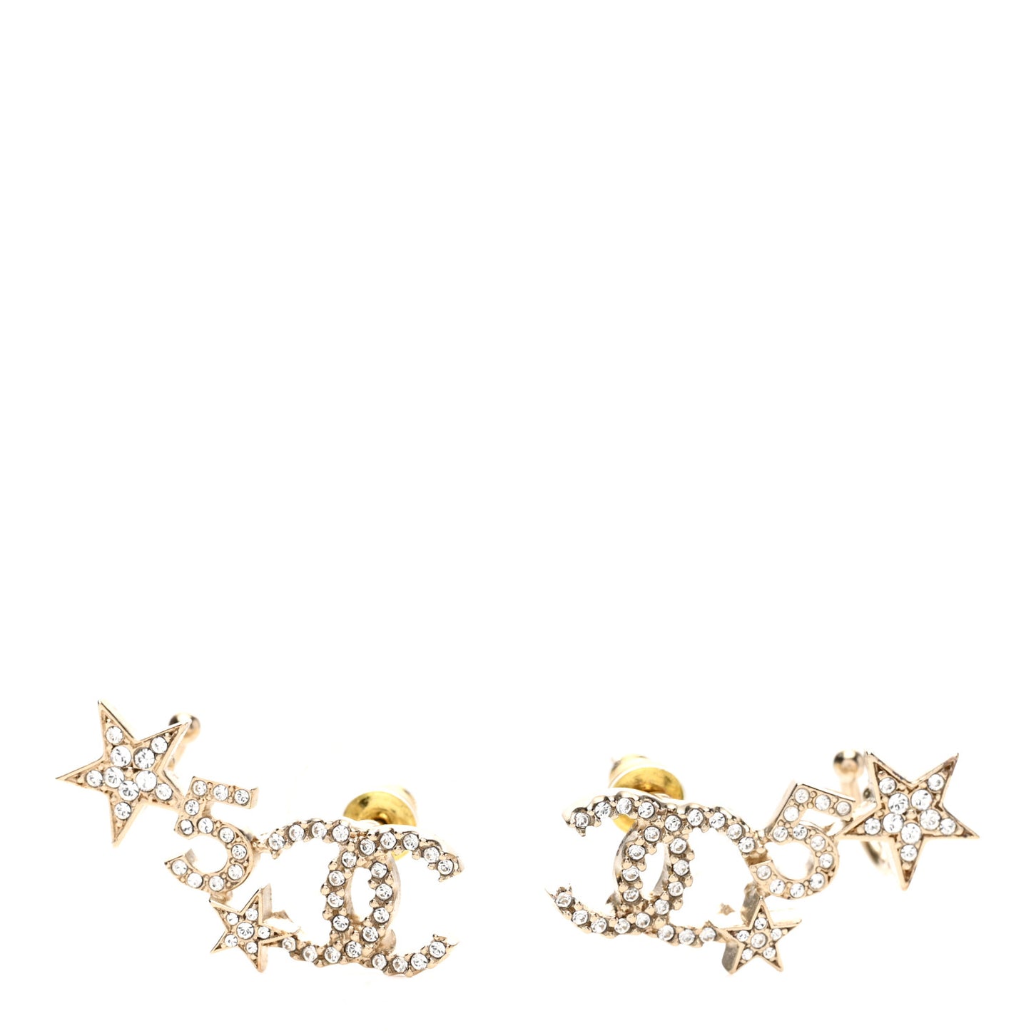 Crystal Star 5 CC Earrings Gold