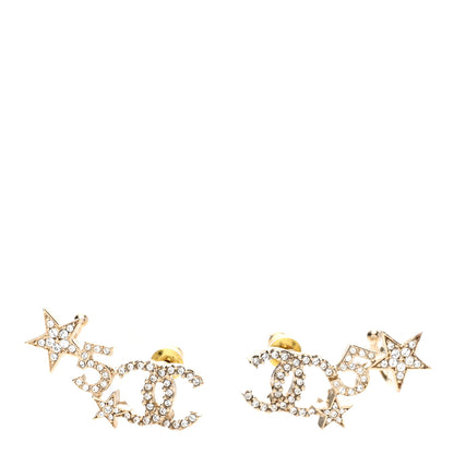 Chanel Crystal Star 5 CC Earrings Gold 1 of 5