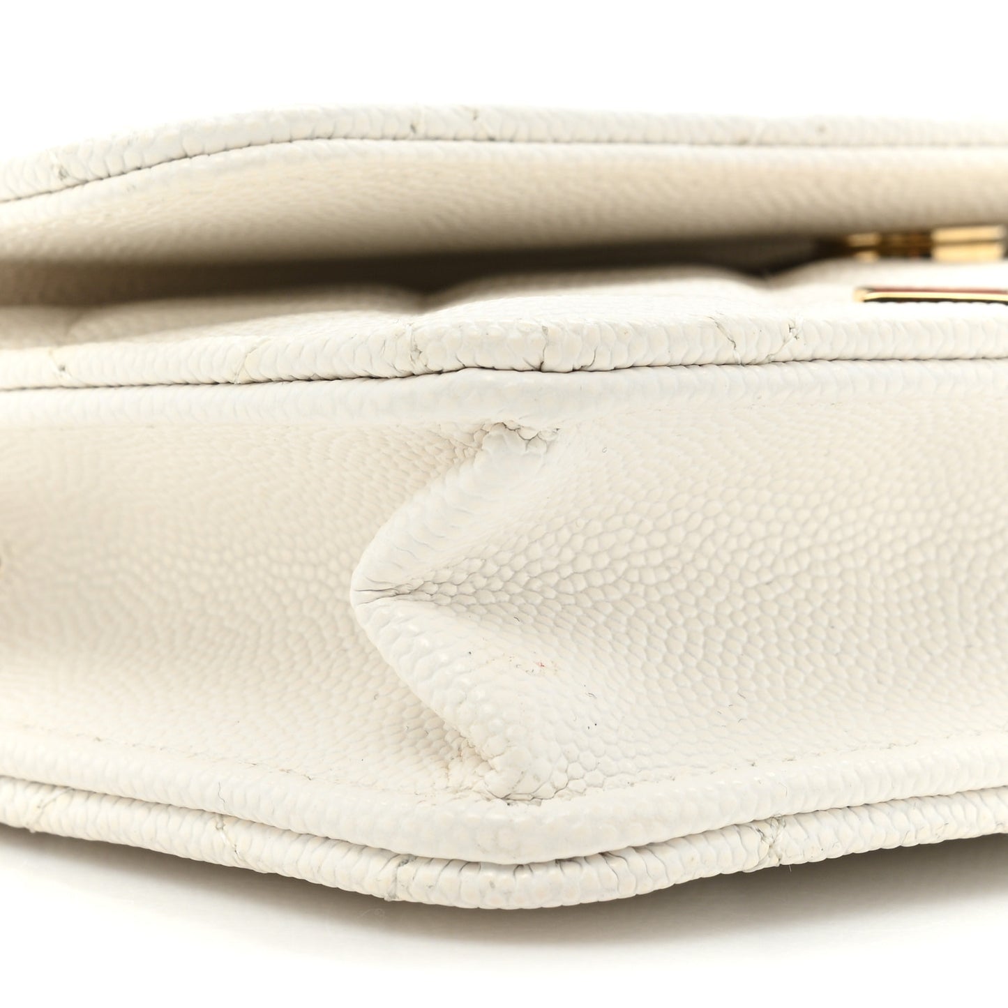 Caviar Quilted Enamel Coco Casino Flap Phone Holder With Chain White