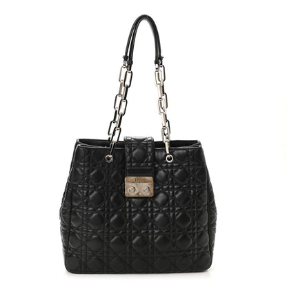 Christian Dior Lambskin Cannage Small Lock Tote Black 1 of 7