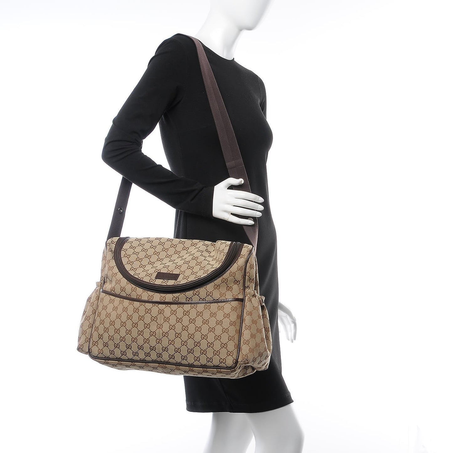 Monogram Natural Pigskin Large Diaper Bag Beige Ebony Cocoa Dark Chocolate
