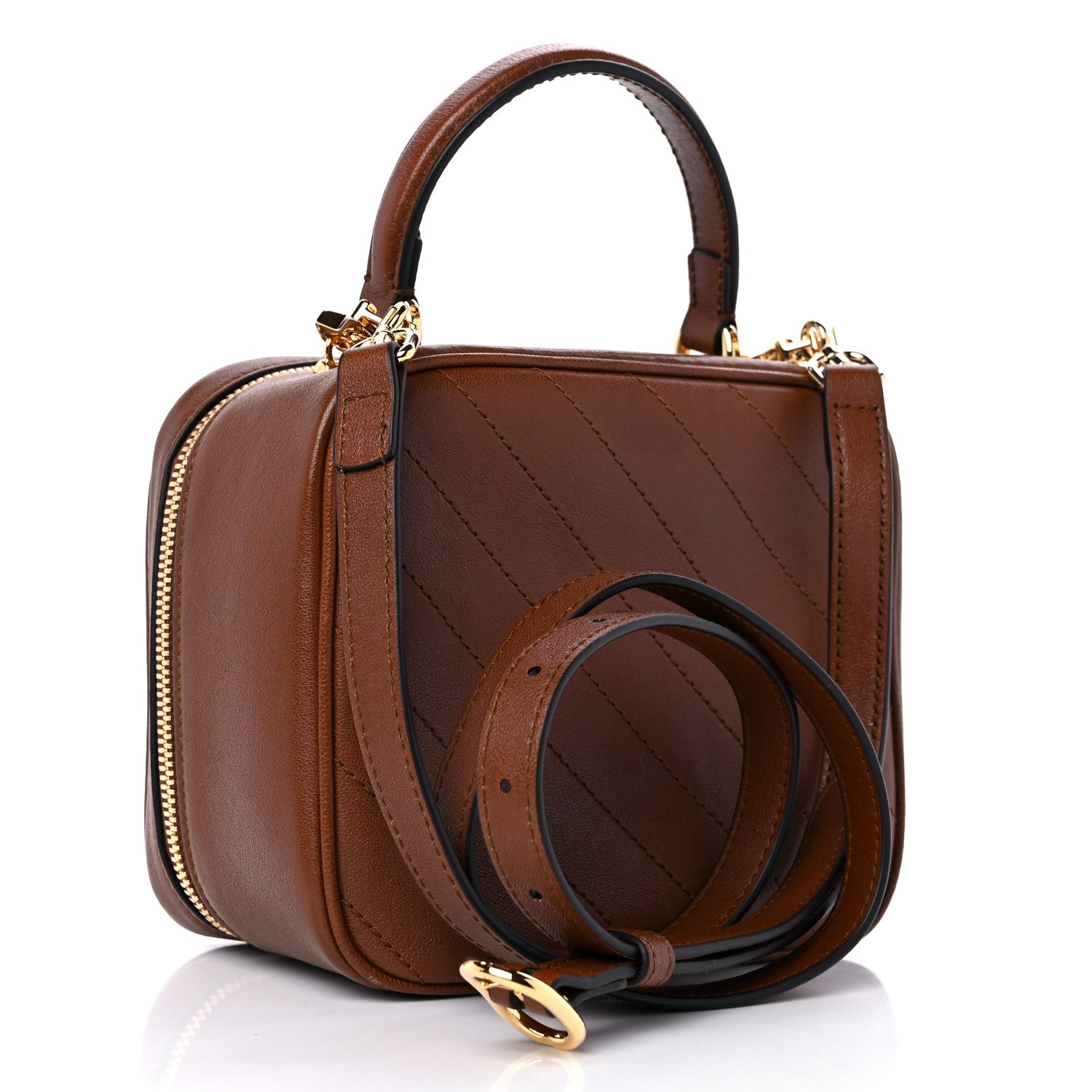 Gucci Sakai Be Green Calfskin Diagonal Stitched Blondie Top Handle Bag Cuir 3 of 10