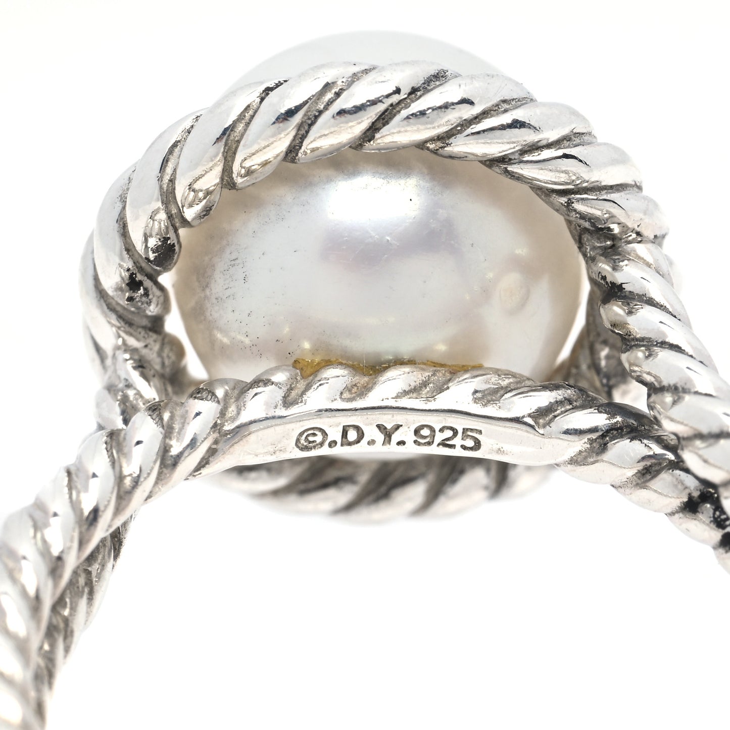 Sterling Silver Pearl 10.5mm Cable Ring 52 6