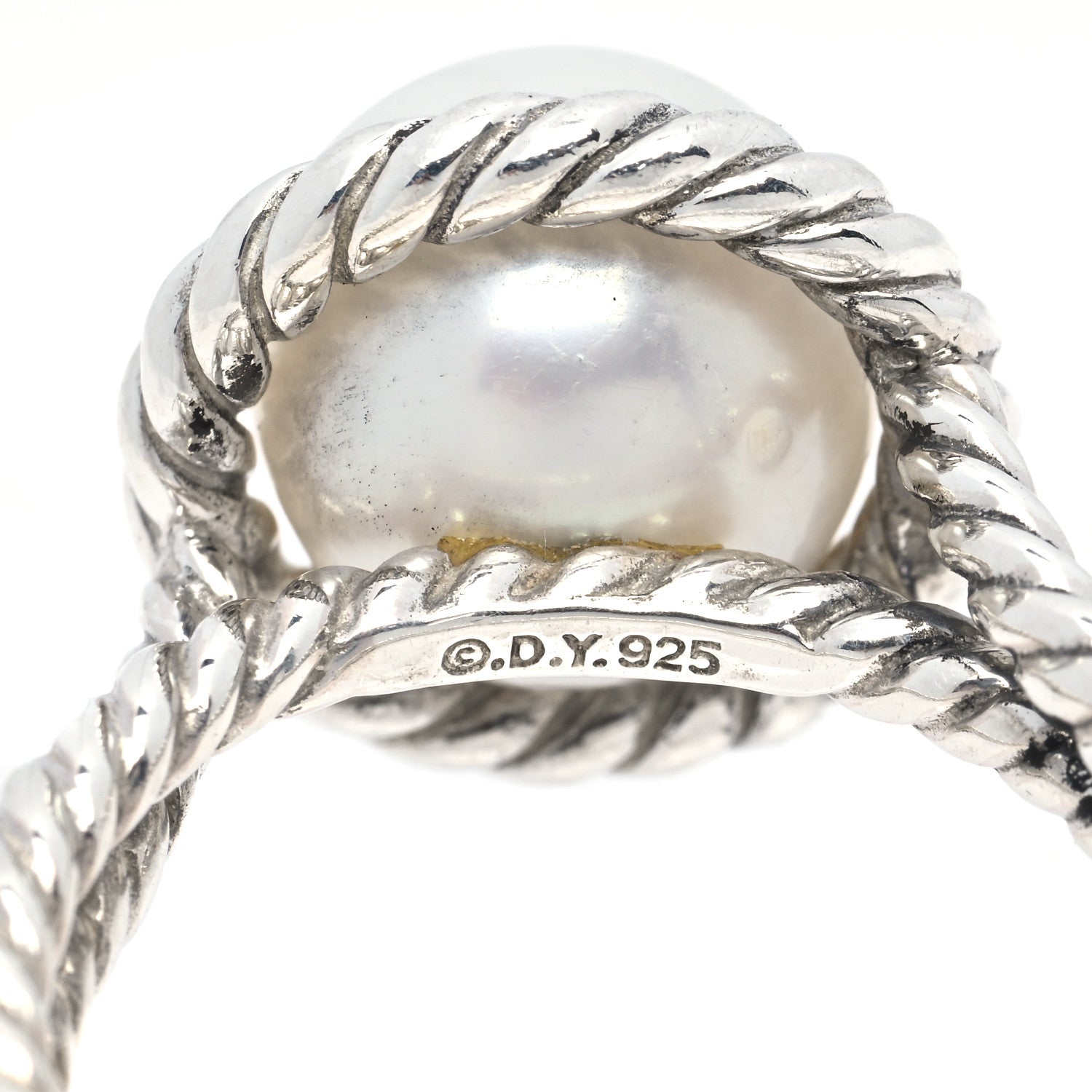 David Yurman Sterling Silver Pearl 10.5mm Cable Ring 52 6 4 of 4