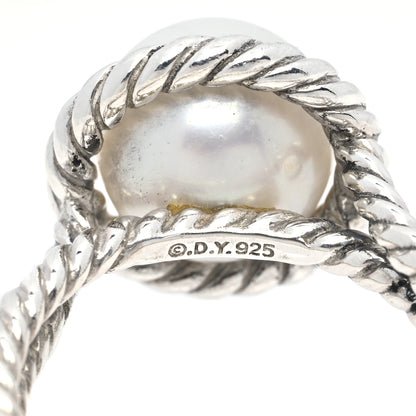 David Yurman Sterling Silver Pearl 10.5mm Cable Ring 52 6 4 of 4
