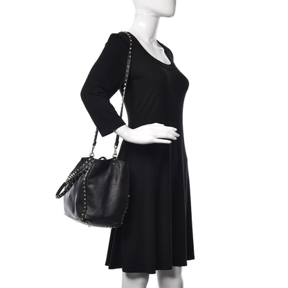 Valentino Garavani Vitello Medium Rockstud Tote Black 2 of 15