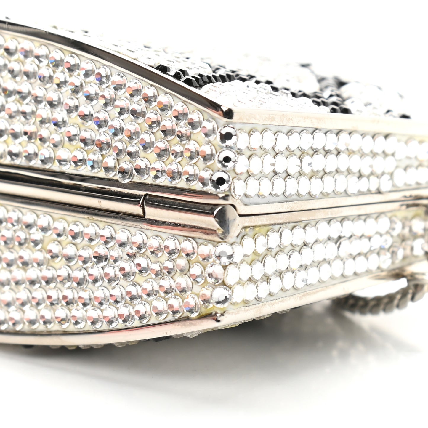 Crystal Minaudiere Clutch Black Silver